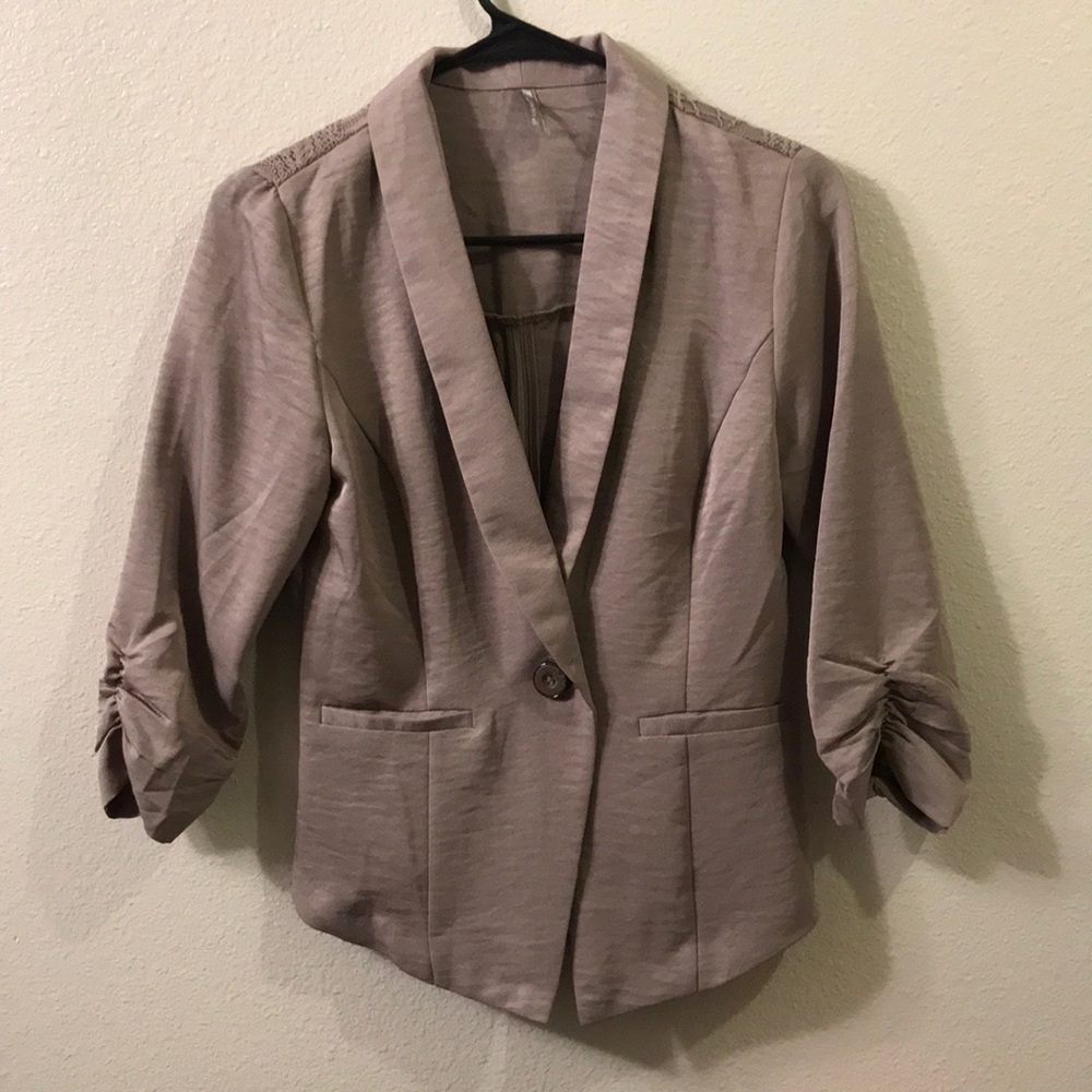 Vanity Beige Blazer w/ Lace Detail